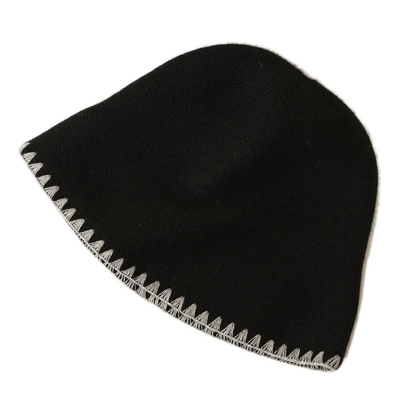 Contrast Stitch Cashmere Wool Bucket Hat