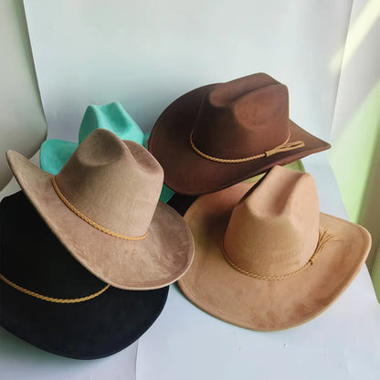 Vegan Suede Cowboy Hat Classic Unisex Cowgirl Hat Party Girl Western Cowboy Hat
