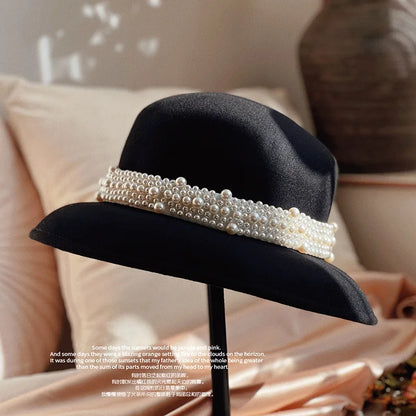 Woman Fisherman Hat Autumn Winter Pure Wool Pearl Wool Hat
