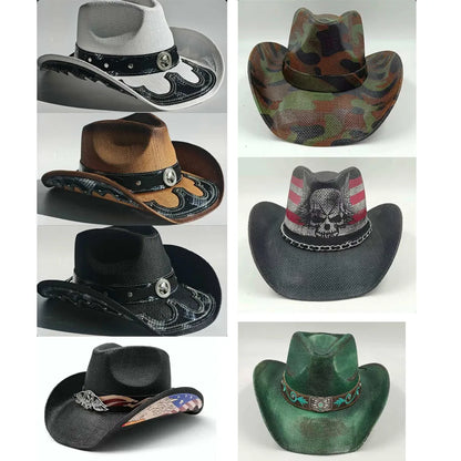Western Cowboy Straw Hat Women Fashion Large Brim Straw Hat Breathable Outdoor