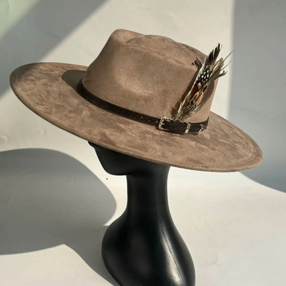 Unisex Vegan Suede Wide Brimmed Hat
