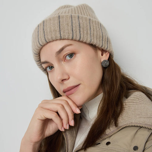 Luxury Women's 100% Cashmere Beanie Soft Rib Knit Winter Hat