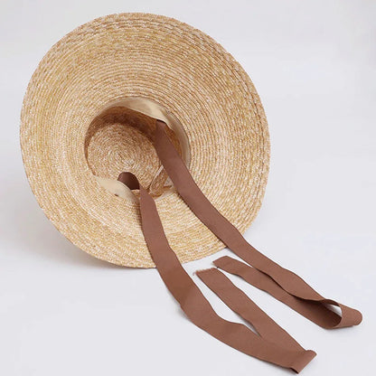 Women Wide Brim Straw Hat With Chin Strap Summer Sun Hats UV Sun Protection Beach Hat