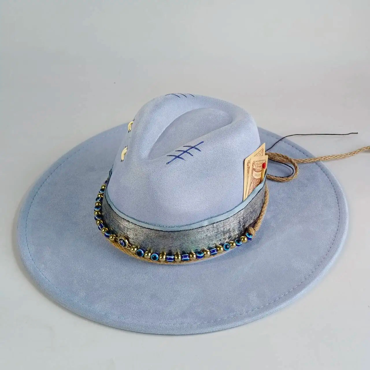 Western Style Wide Brimmed Velvet Fedora