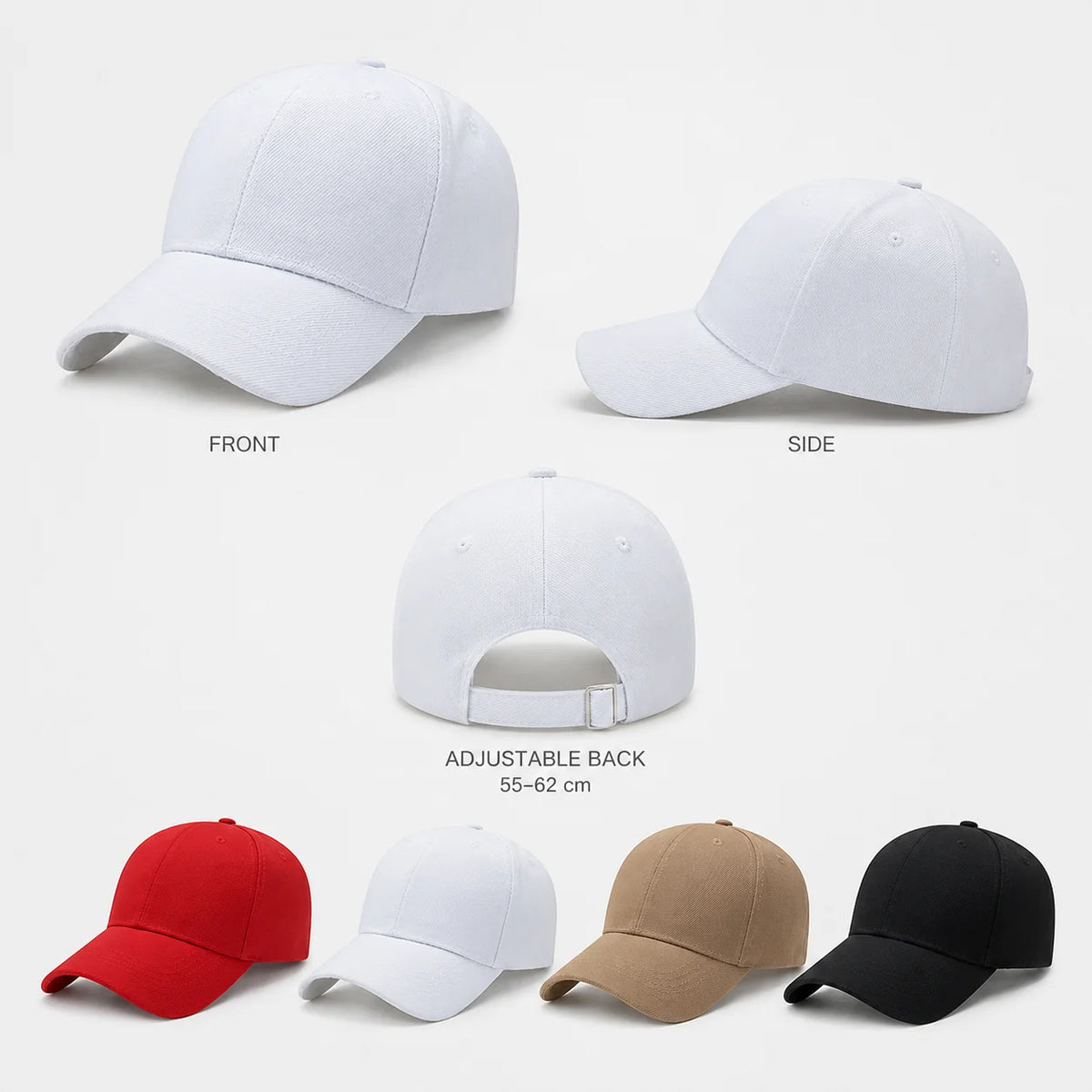 Adjustable Plain Baseball Cap Durable Cotton Dad Hat With Metal Buckle Outdoor Activities Must Have