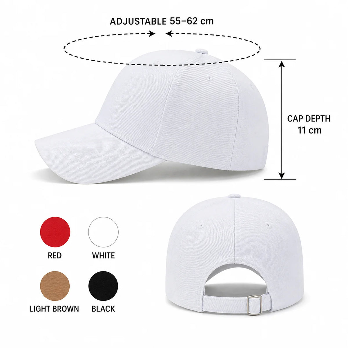Adjustable Plain Baseball Cap Durable Cotton Dad Hat With Metal Buckle Outdoor Activities Must Have