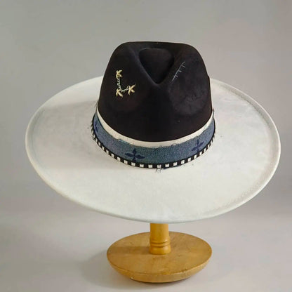Western Style Wide Brimmed Velvet Fedora