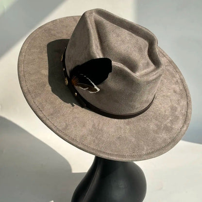 Unisex Vegan Suede Wide Brimmed Hat