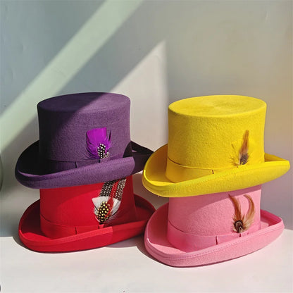 Purple 100% Wool Hat For Men And Women Fedora