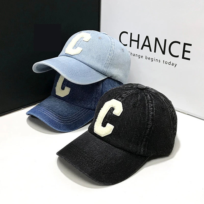 Denim Baseball Caps Casual 100% Cotton Letter C Baseball Cap