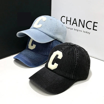 Denim Baseball Caps Casual 100% Cotton Letter C Baseball Cap