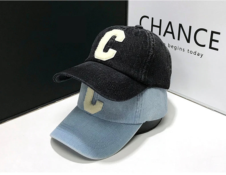 Denim Baseball Caps Casual 100% Cotton Letter C Baseball Cap