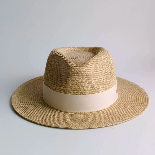 Classic Wide Brim Straw Fedora Hat For Women Men