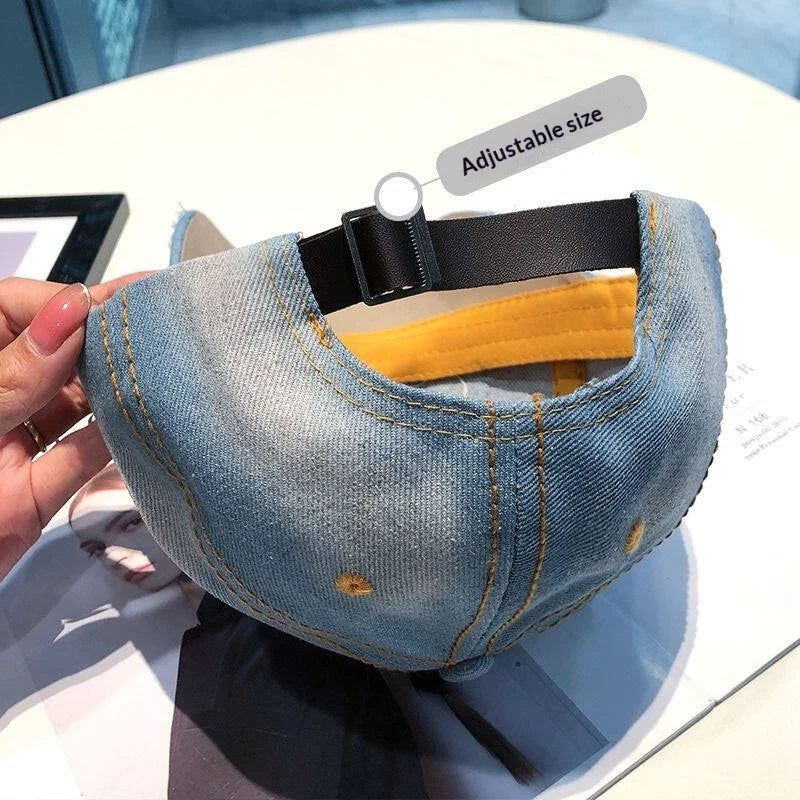Women Punk Shiny Rhinestone Denim Baseball Cap