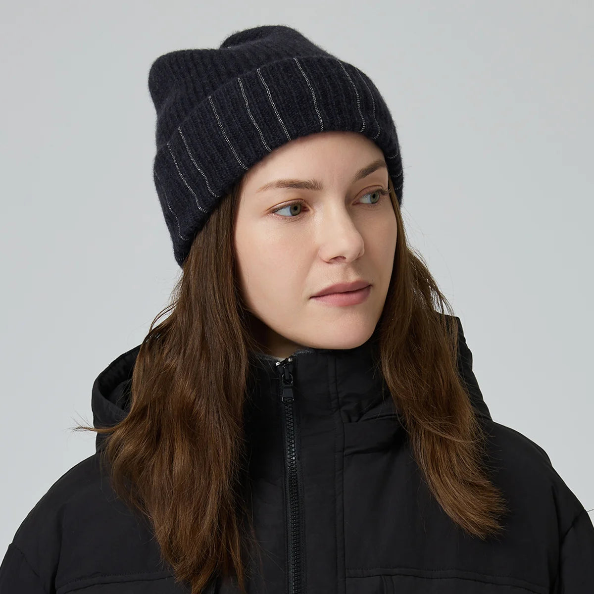 Luxury Women's 100% Cashmere Beanie Soft Rib Knit Winter Hat