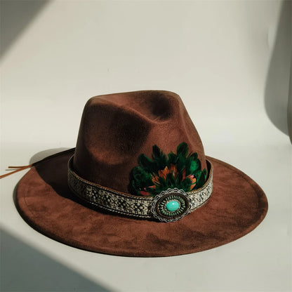 Simple Suede Fedora Hat For Men Fedoras With Handmade Band Panama Hat
