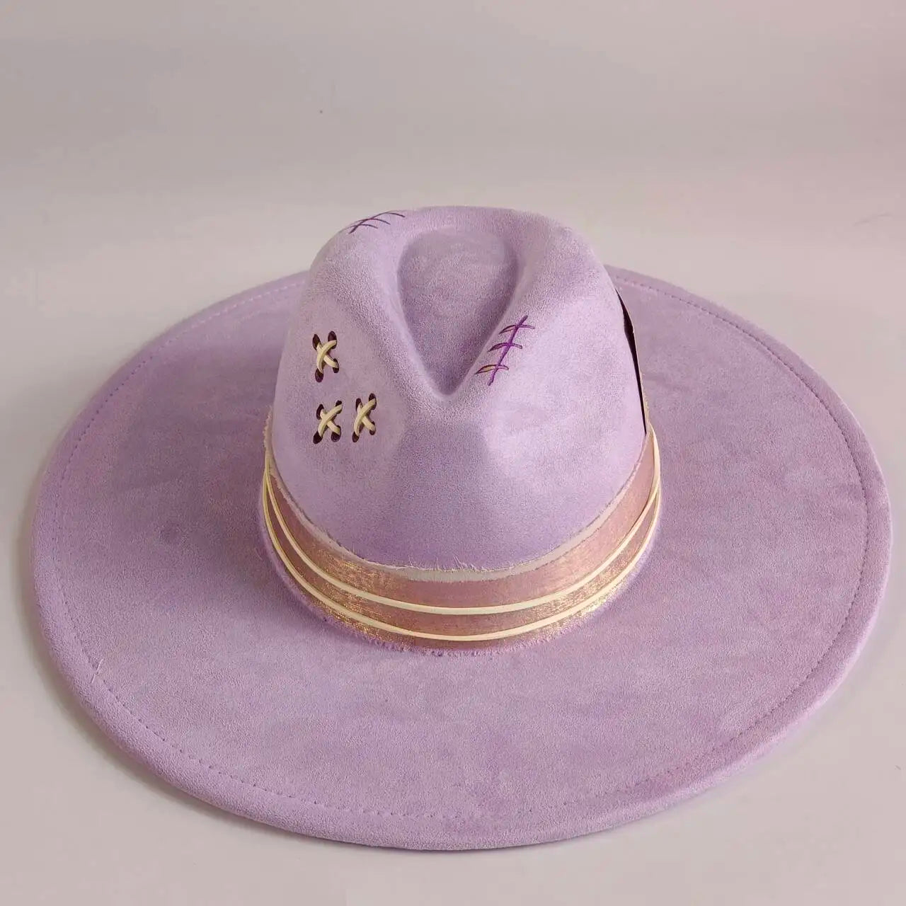 Western Style Wide Brimmed Velvet Fedora