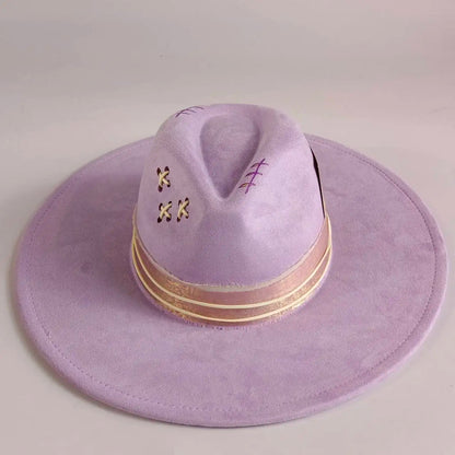 Western Style Wide Brimmed Velvet Fedora