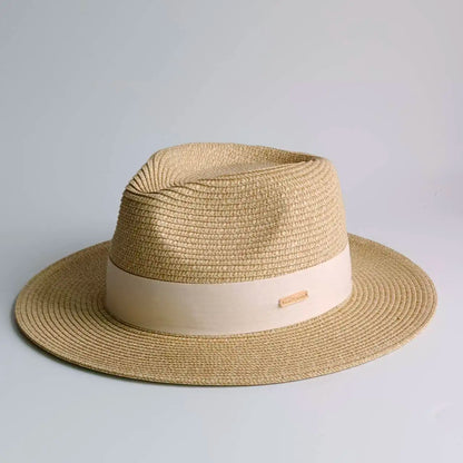 Classic Wide Brim Straw Fedora Hat For Women Men
