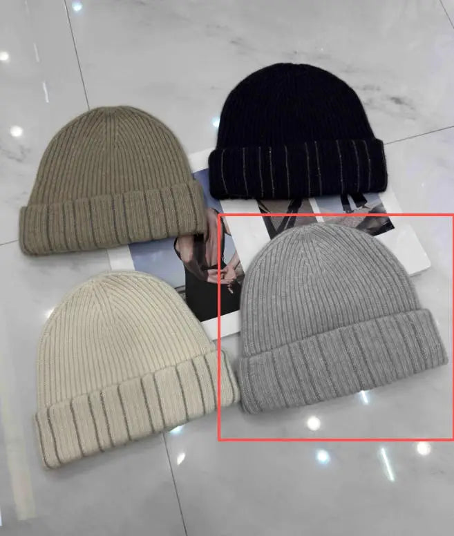 Luxury Women's 100% Cashmere Beanie Soft Rib Knit Winter Hat