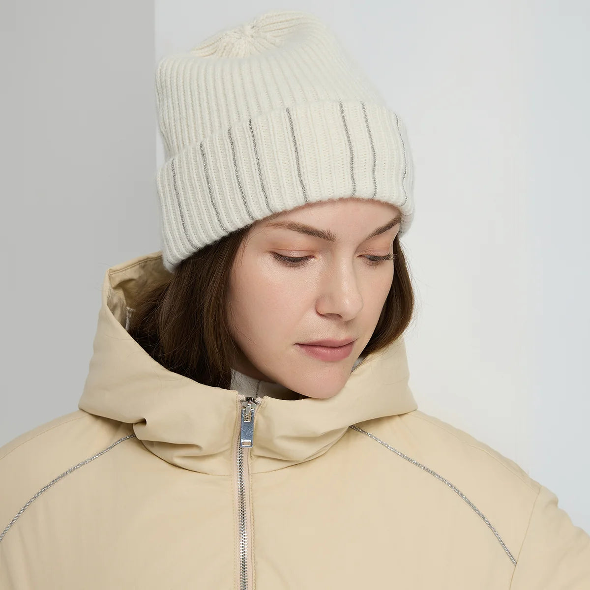 Luxury Women's 100% Cashmere Beanie Soft Rib Knit Winter Hat