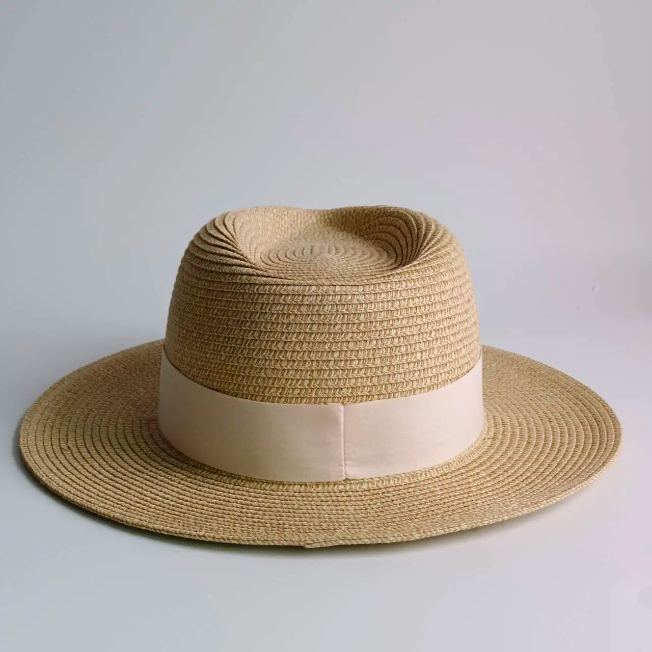 Classic Wide Brim Straw Fedora Hat For Women Men