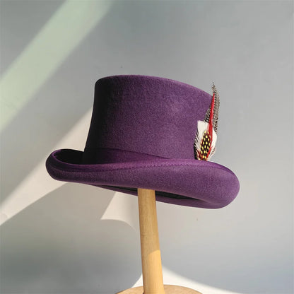 Purple 100% Wool Hat For Men And Women Fedora