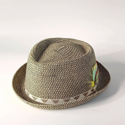 Classic Wide Brim Straw Fedora Hat For Women Men