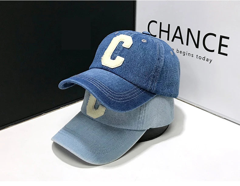 Denim Baseball Caps Casual 100% Cotton Letter C Baseball Cap