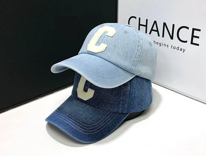Denim Baseball Caps Casual 100% Cotton Letter C Baseball Cap