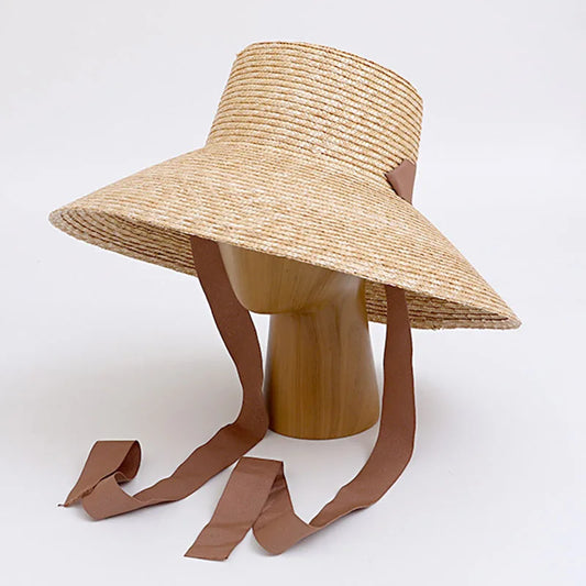 Women Wide Brim Straw Hat With Chin Strap Summer Sun Hats UV Sun Protection Beach Hat
