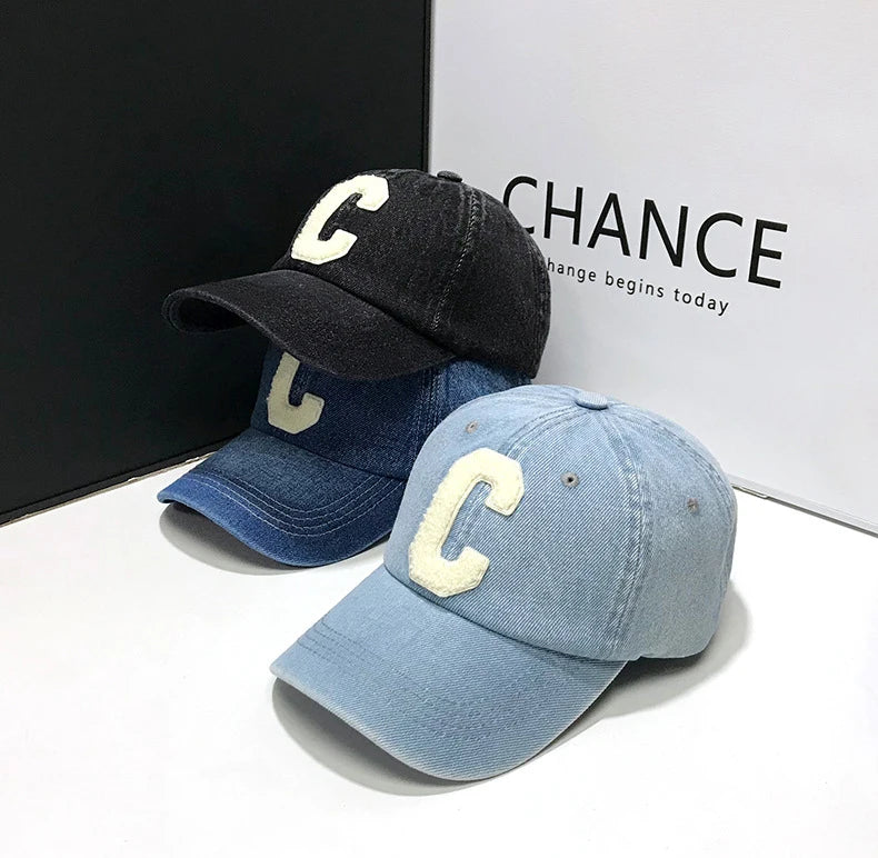 Denim Baseball Caps Casual 100% Cotton Letter C Baseball Cap
