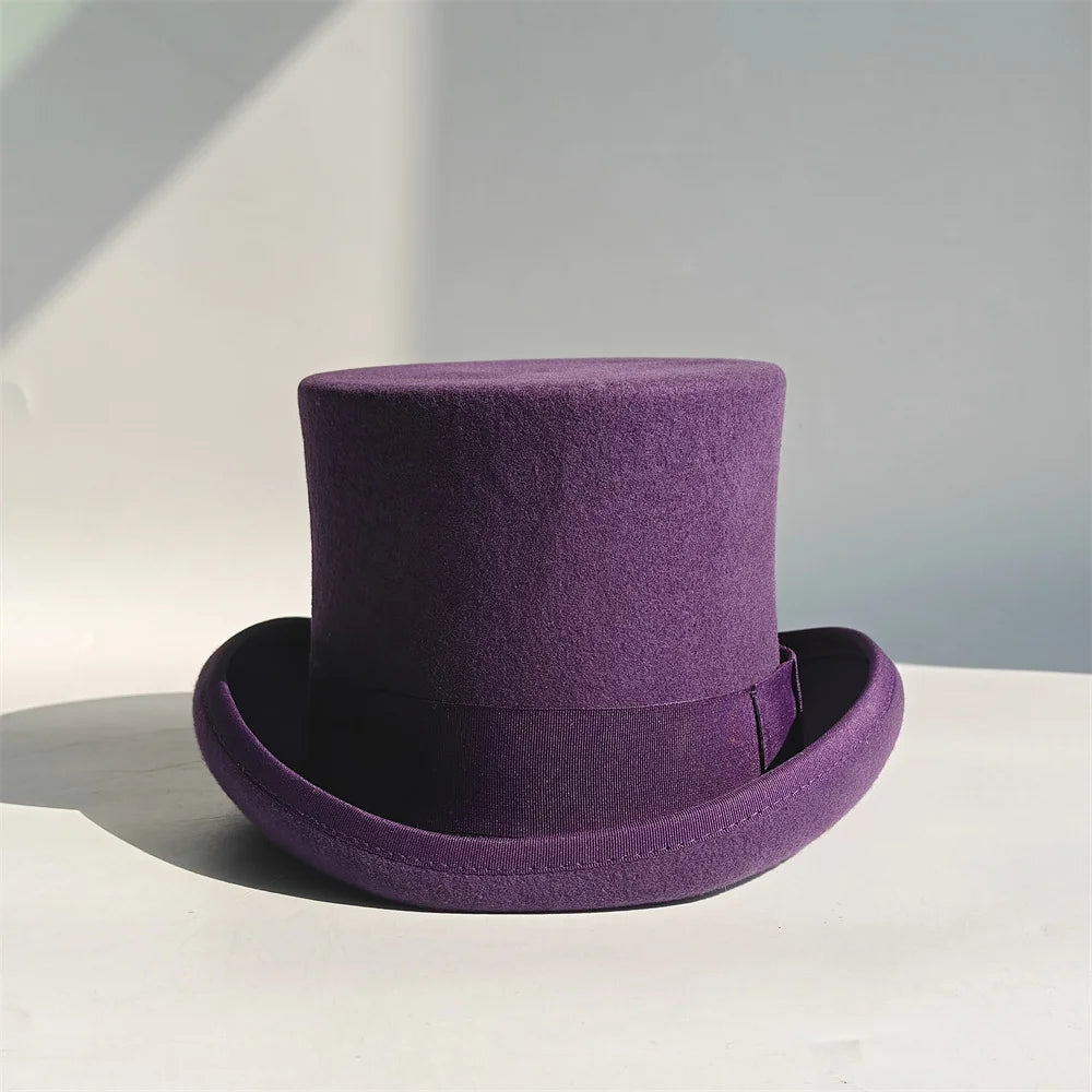 Purple 100% Wool Hat For Men And Women Fedora