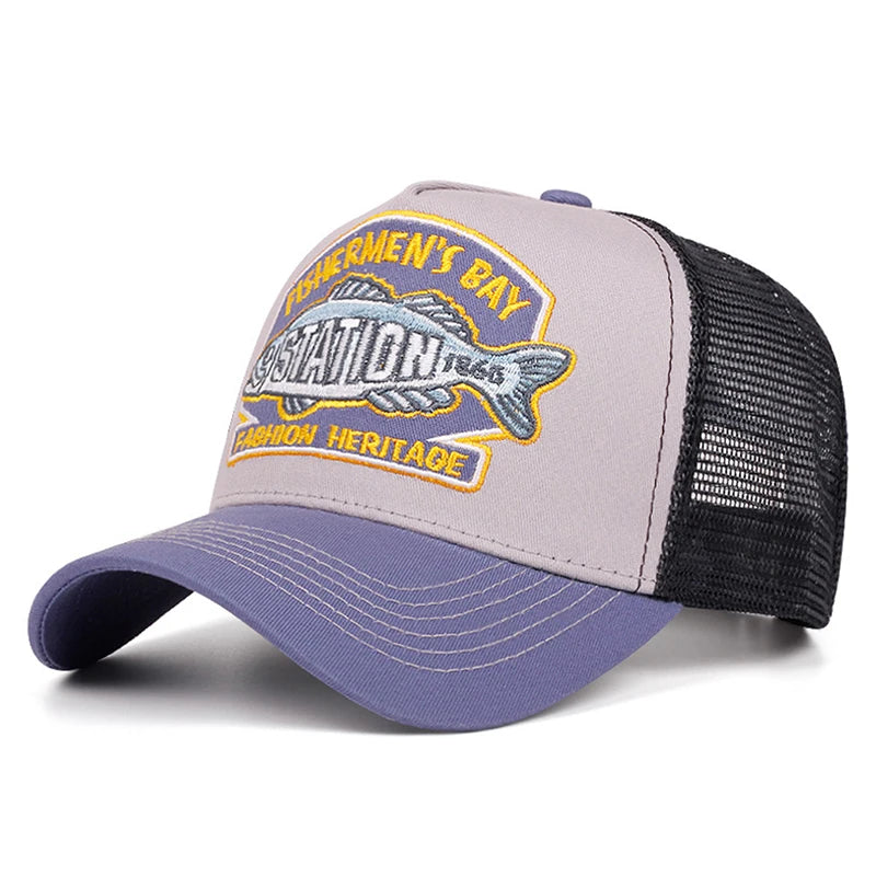Personalized Fashion Hip Hop Hat Station Fishbone Embroidery Baseball Hat