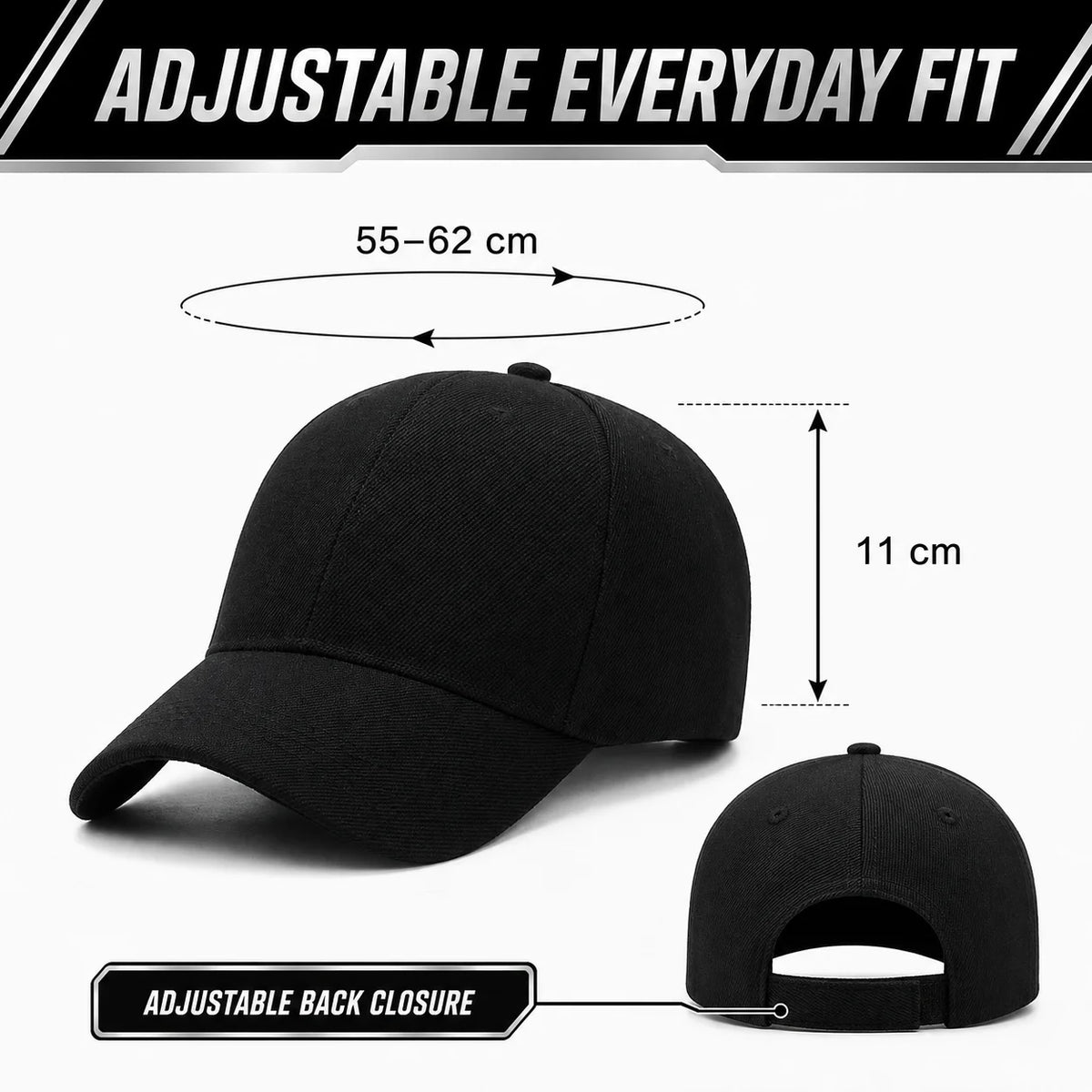 Premium Hard Brim Baseball Hat Adjustable Back Closure Unisex Baseball Hat for Golf Fishing Hiking
