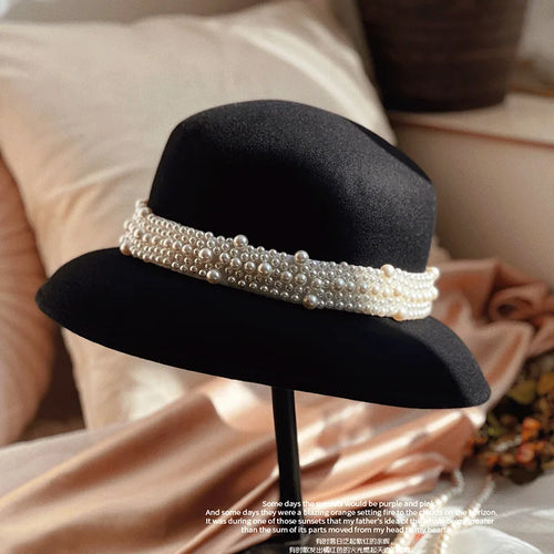 Woman Fisherman Hat Autumn Winter Pure Wool Pearl Wool Hat