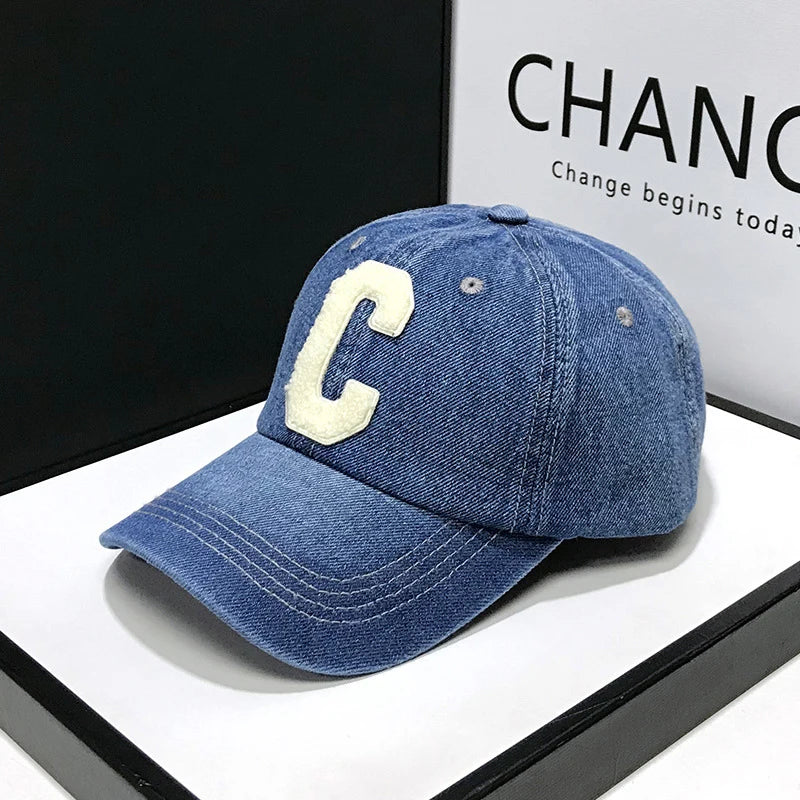 Denim Baseball Caps Casual 100% Cotton Letter C Baseball Cap