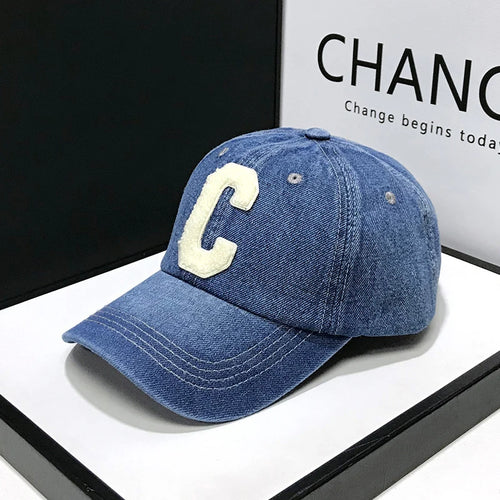 Denim Baseball Caps Casual 100% Cotton Letter C Baseball Cap