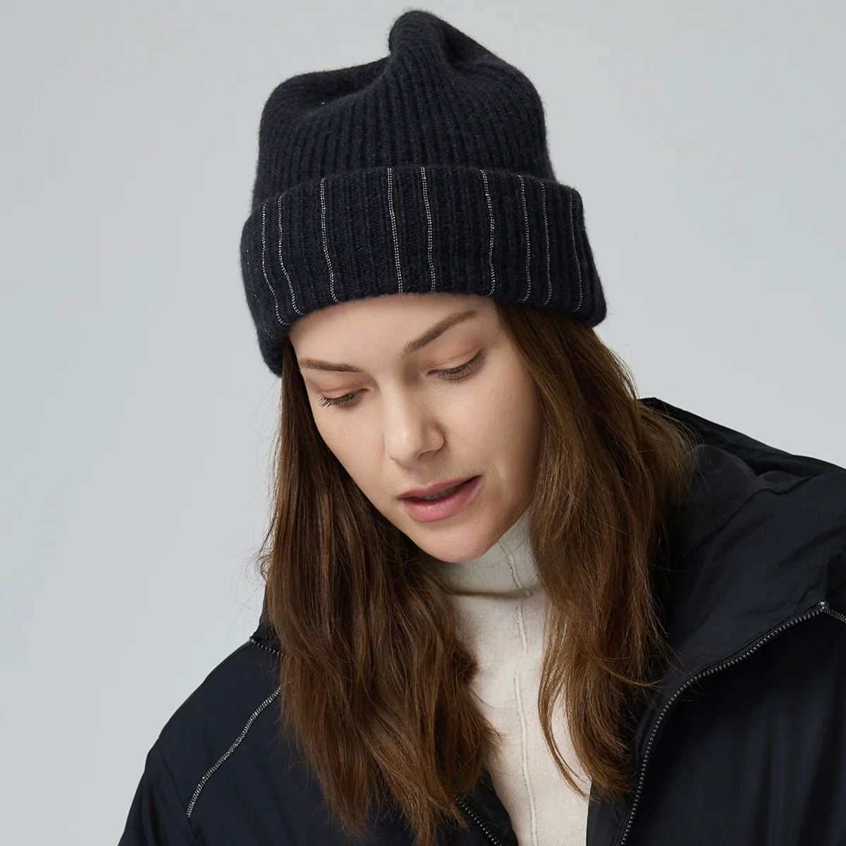 Luxury Women's 100% Cashmere Beanie Soft Rib Knit Winter Hat