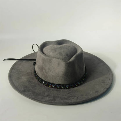 Custom Heart Crown Suede Hat Fedora Suede Hat New Woman 9.5cm Wide Brim Hat