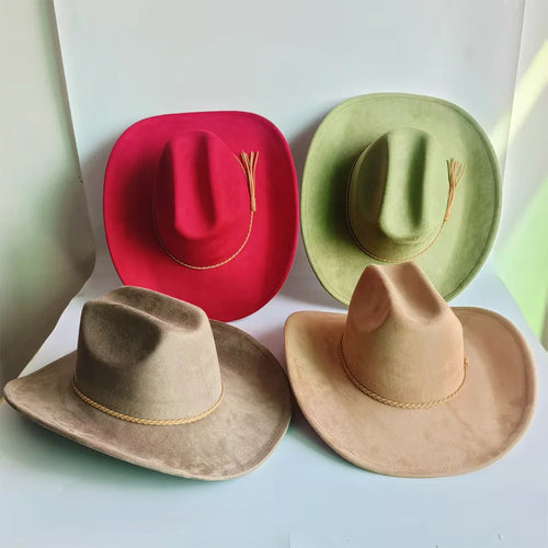 Vegan Suede Cowboy Hat Classic Unisex Cowgirl Hat Party Girl Western Cowboy Hat
