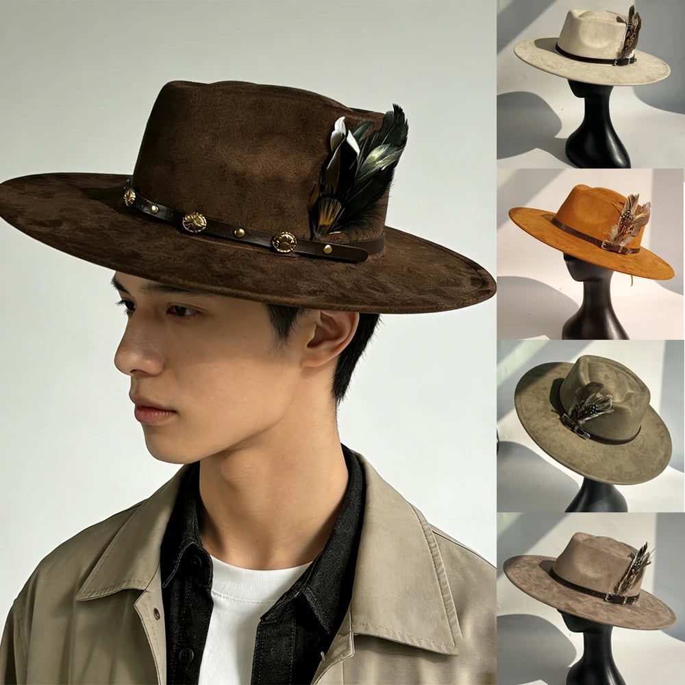 Unisex Vegan Suede Wide Brimmed Hat