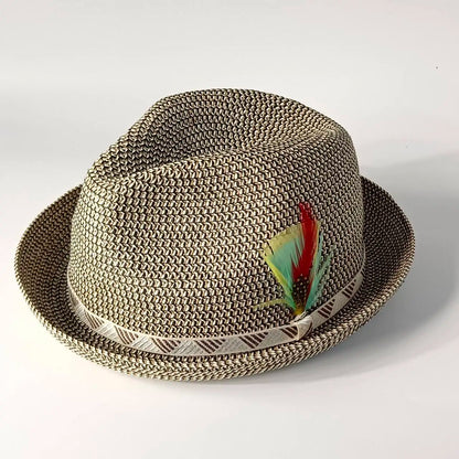 Classic Wide Brim Straw Fedora Hat For Women Men