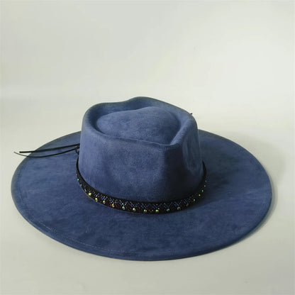 Custom Heart Crown Suede Hat Fedora Suede Hat New Woman 9.5cm Wide Brim Hat