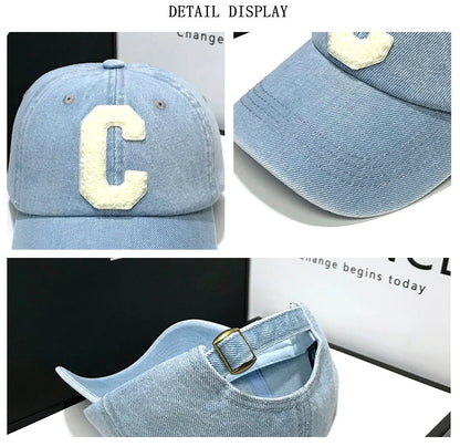 Denim Baseball Caps Casual 100% Cotton Letter C Baseball Cap