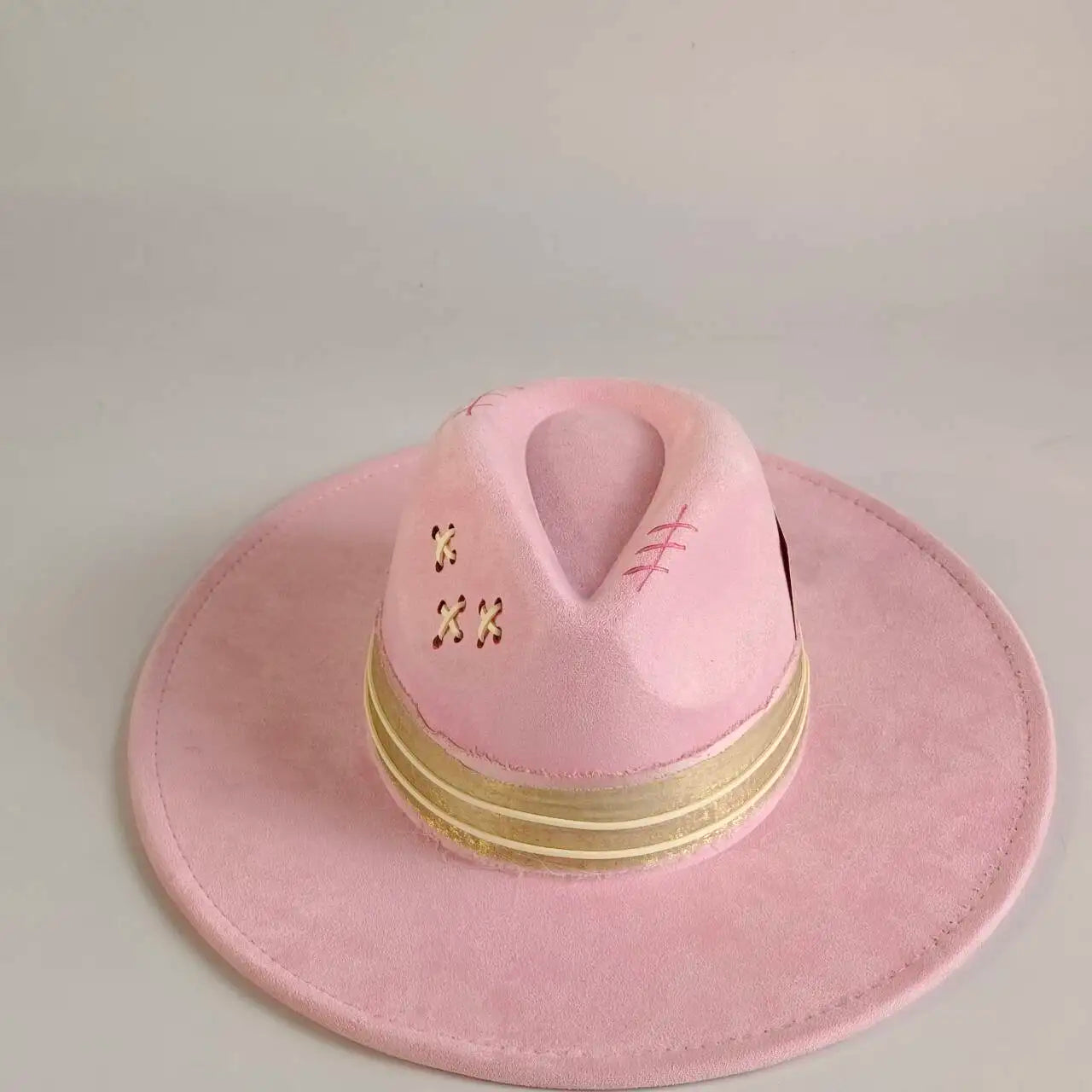 Western Style Wide Brimmed Velvet Fedora