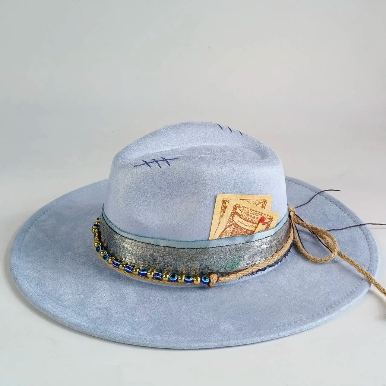 Western Style Wide Brimmed Velvet Fedora