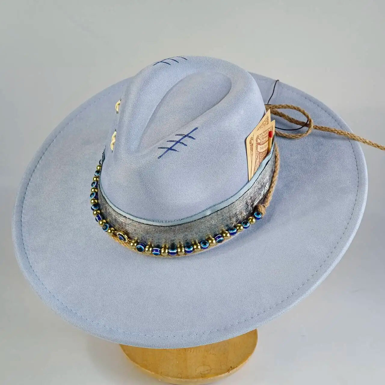Western Style Wide Brimmed Velvet Fedora