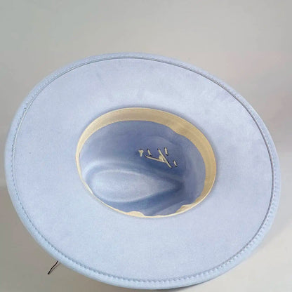 Western Style Wide Brimmed Velvet Fedora