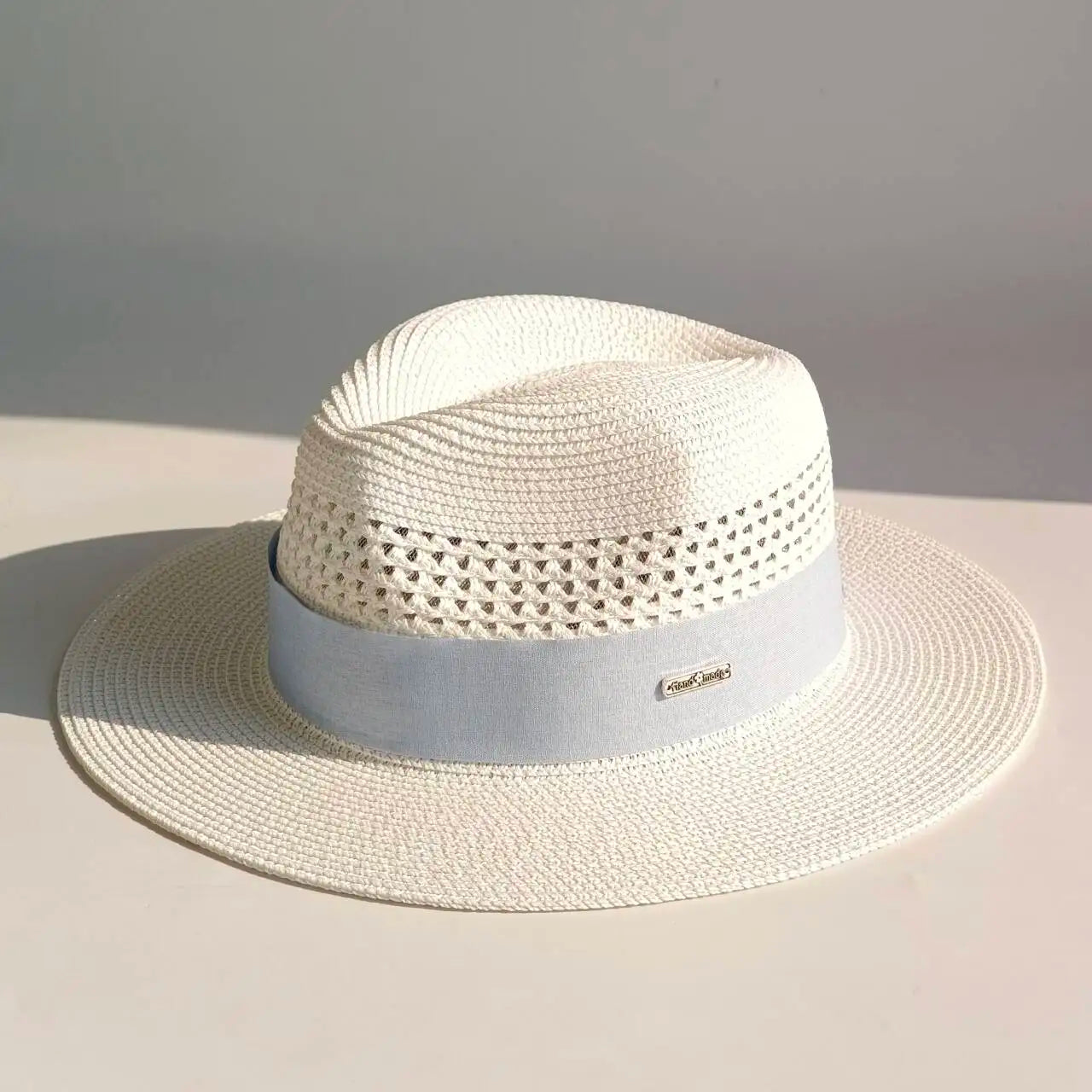 Classic Wide Brim Straw Fedora Hat For Women Men